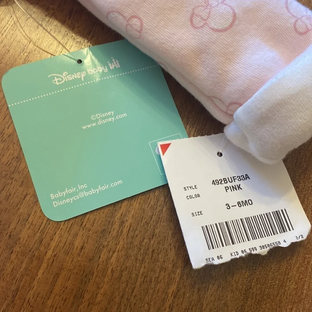 NWT Disney infant 3-6 months pink 2 piece set with Minnie Mouse design on fabric
